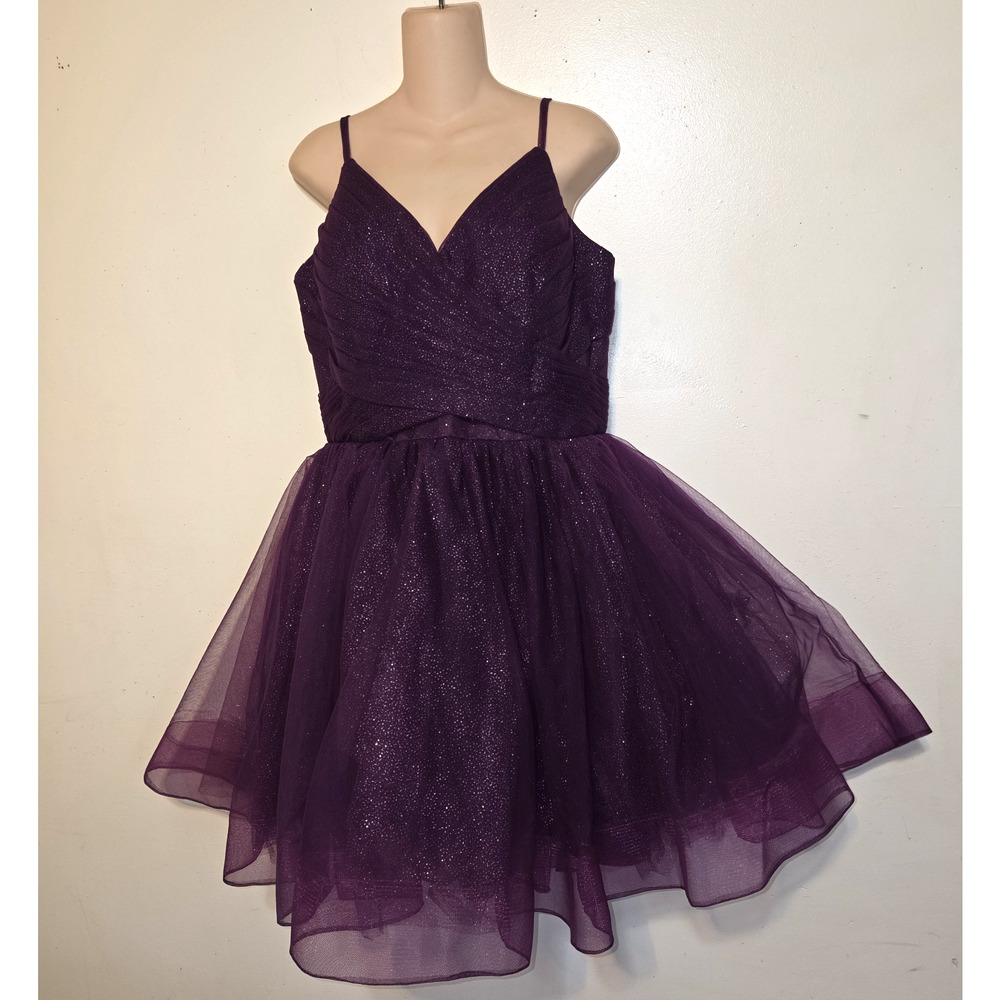 Chong Xiao Purple Tulle Dress Medium? Sparkly Fit And Flare Skater NWT Party